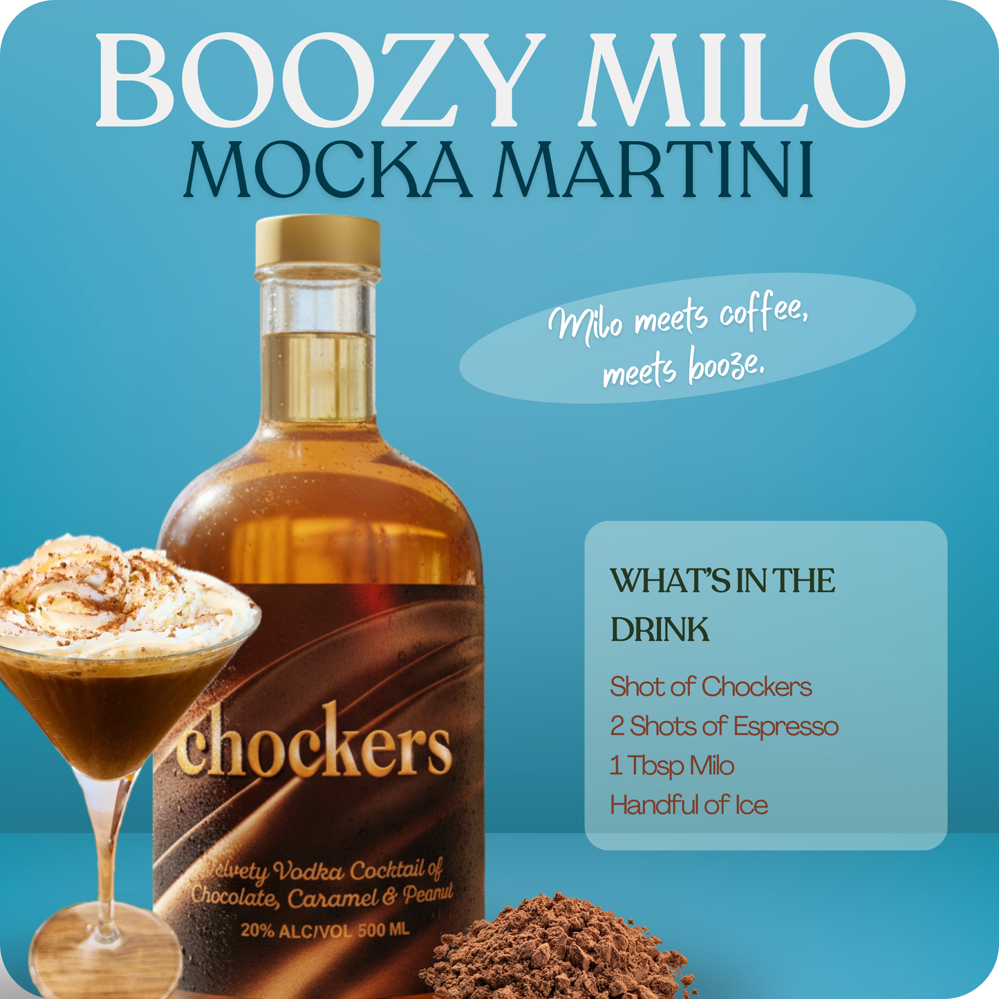 Chockers served as a dessert vodka