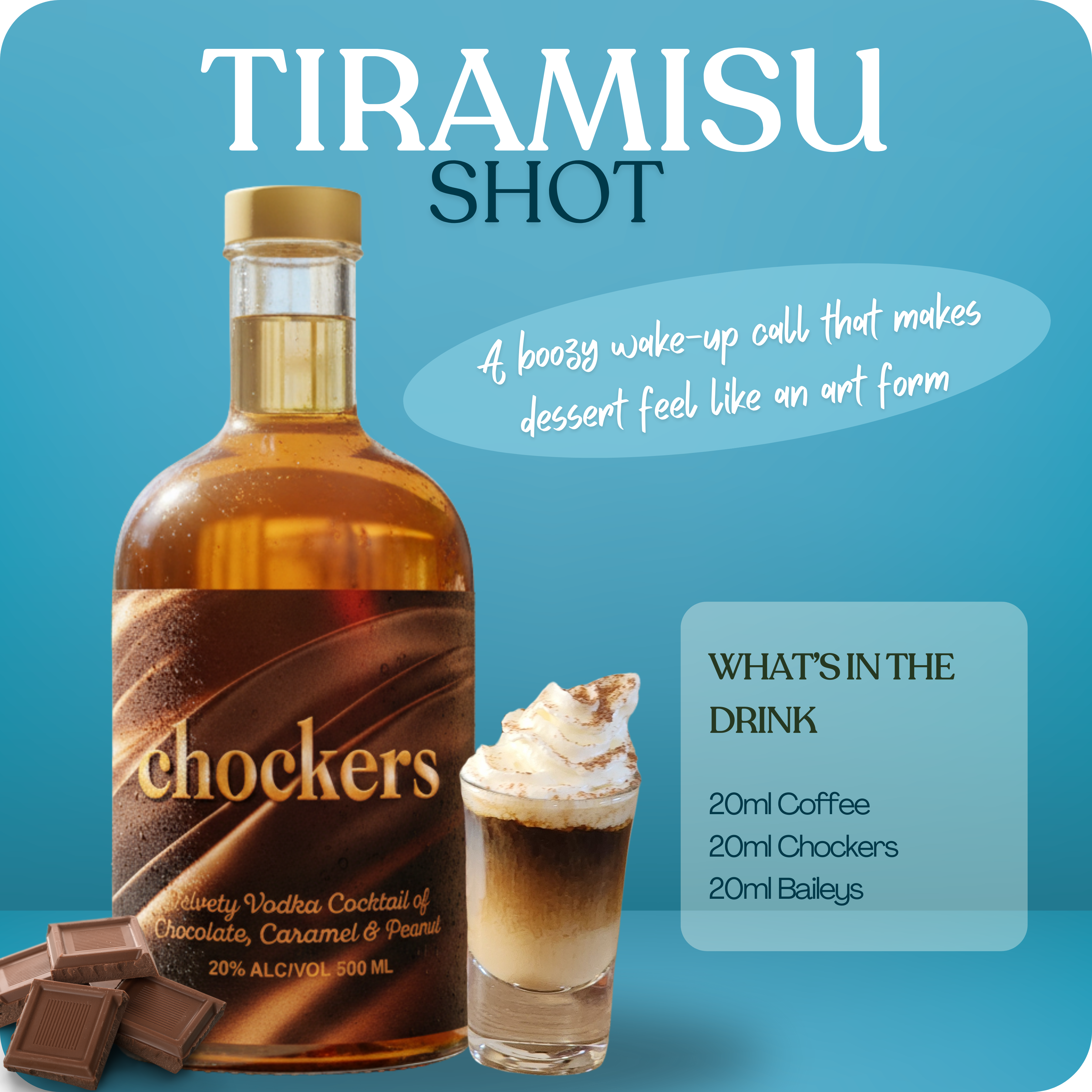 Chockers chocolate caramel peanut vodka pour