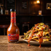 Pretty Hot hot sauce with loaded pub nachos
